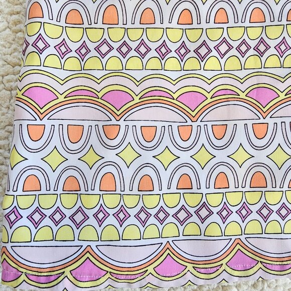 Genuine Kids OshKosh Girls 2T Multicolor Dress Geometric Pattern Pink Yellow - Picture 3 of 8